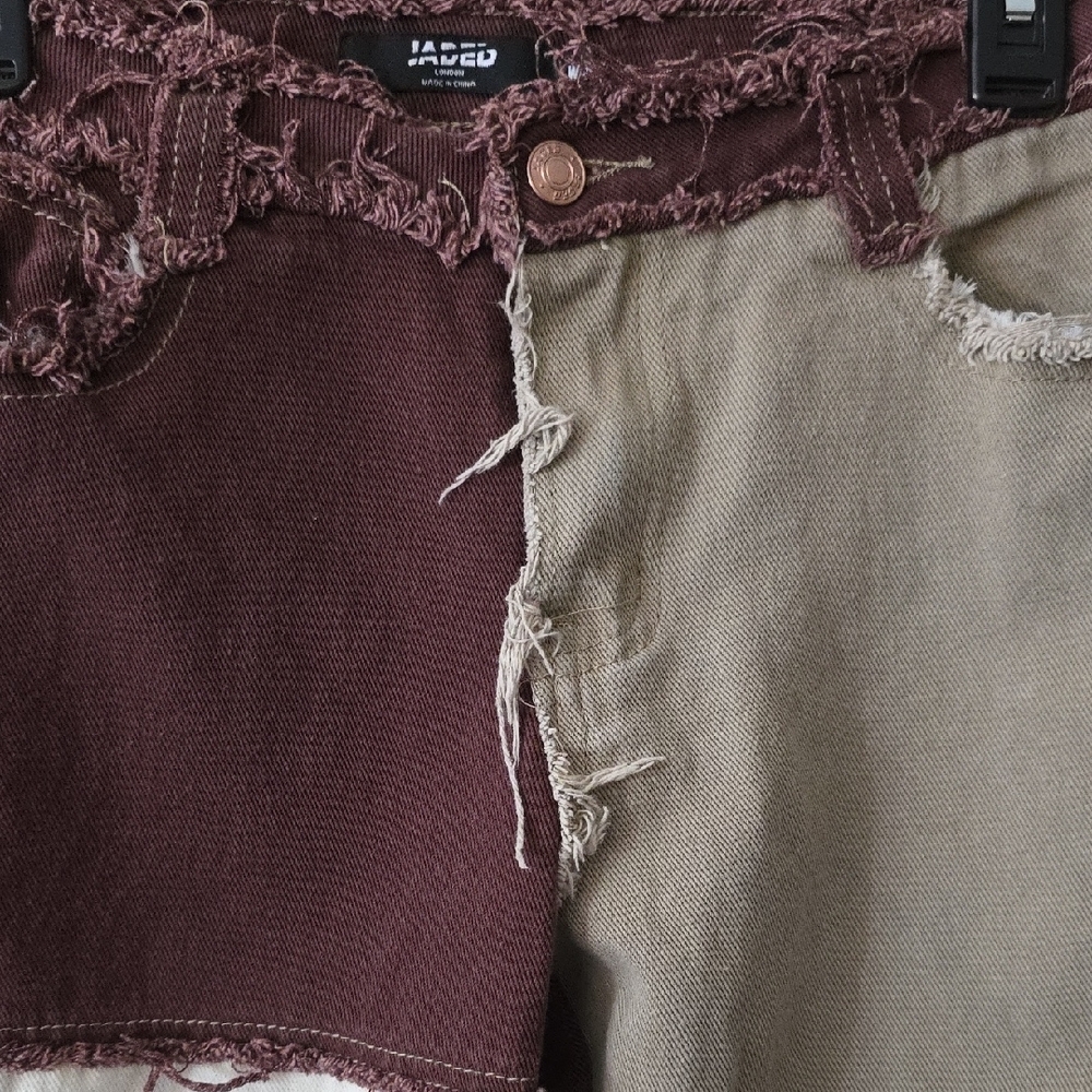 Jaded London Patchwork Boyfriend Jeans - Brown and White - Picture 5 of 7